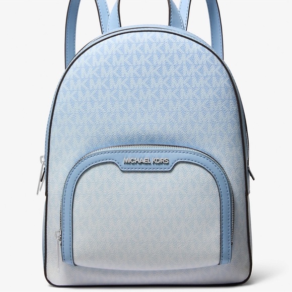 Michael Kors Jaycee Medium Ombré Signature Logo Backpack Light Sky Blue - Picture 2 of 12